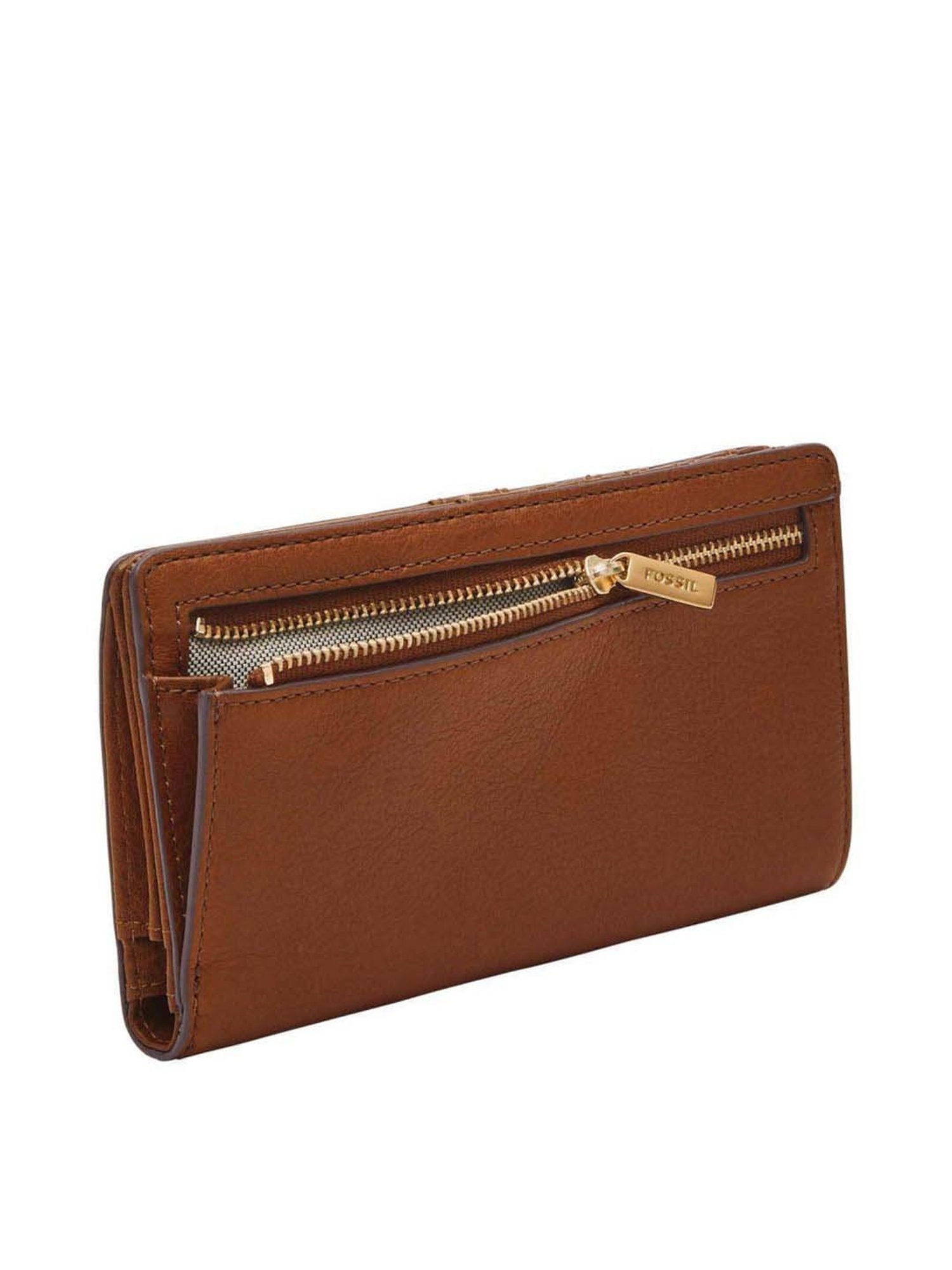 Fossil Liza Brown Solid Bi-Fold Wallet for Women