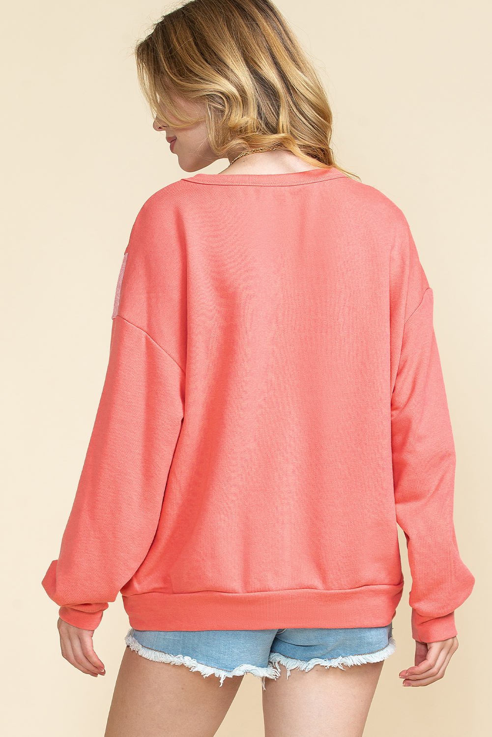 Red Colorblock Exposed Seam Patchwork Sweatshirt