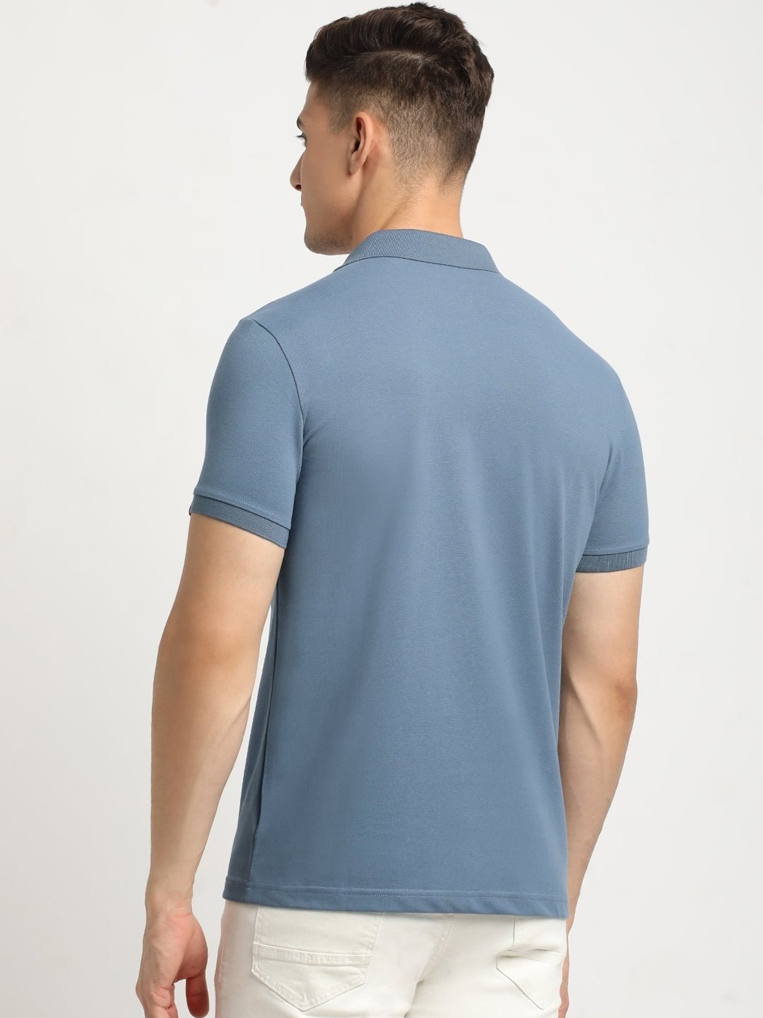 The Bear House Teal Blue Slim Fit Polo T-Shirt