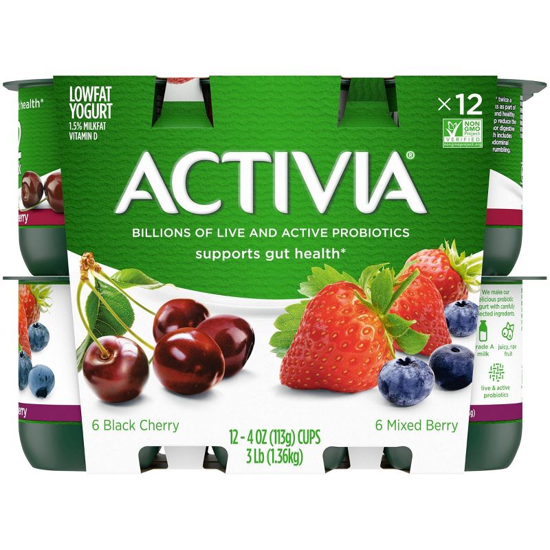 Dannon Activia Mixed Berry/Black Cherry Probiotic Yogurt - 12pk/4oz cups