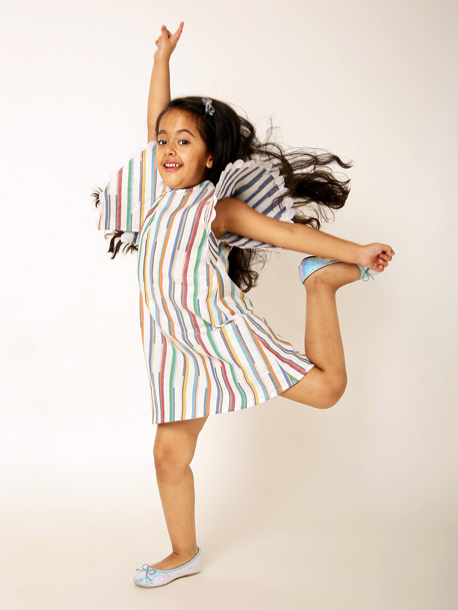 A Little Fable Girls Multicolor Striped Dress