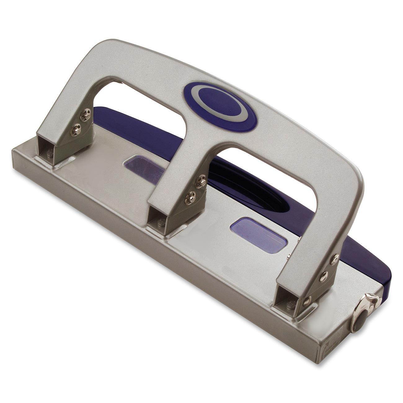 OIC Deluxe Standard Hole Punch - 3 Punch Head(s) - 20 Sheet Capacity - 9/32" - Silver