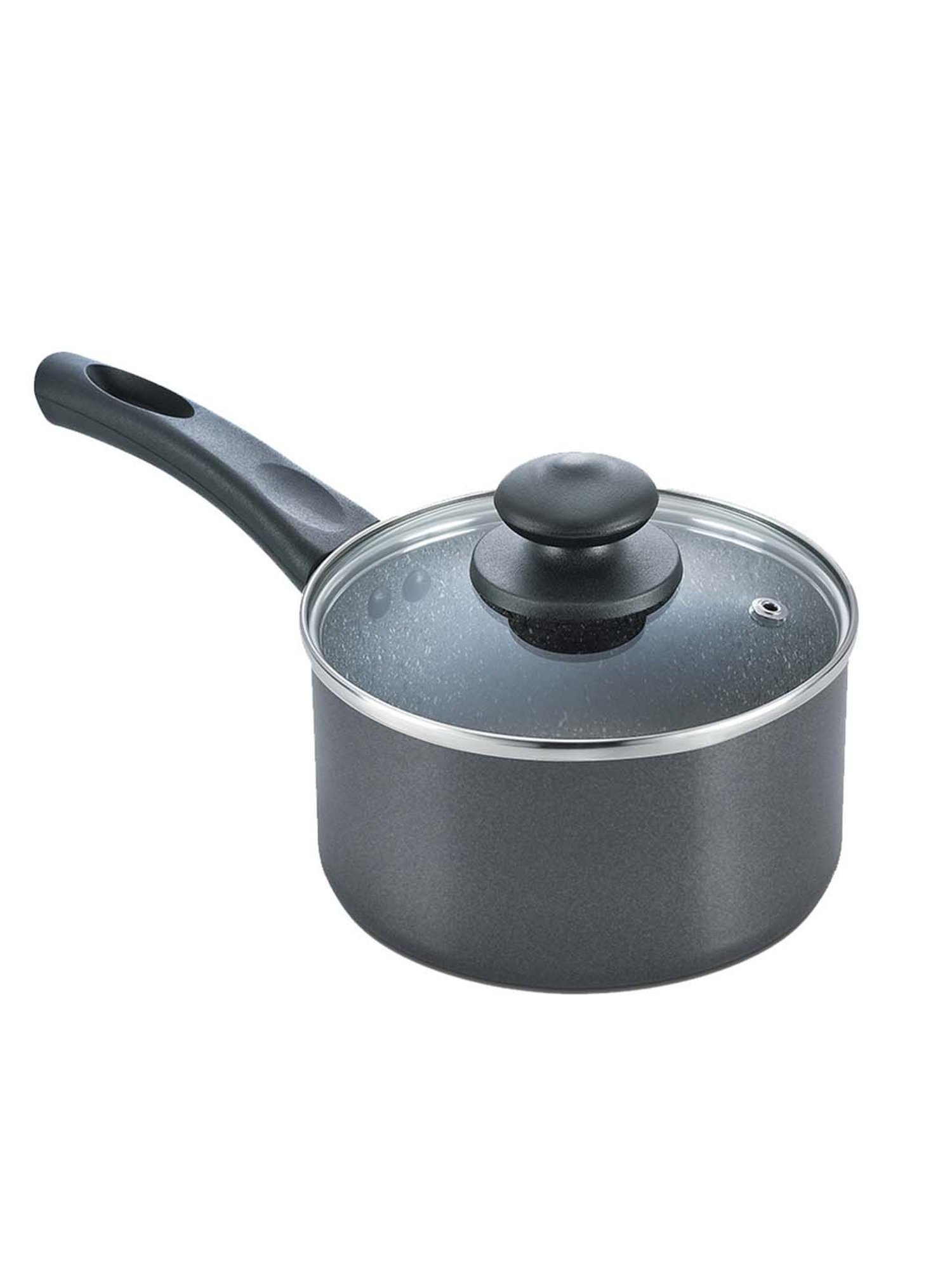 Prestige Omega Black Deluxe Granite 160 mm Milk Pan with Lid - Set of 1