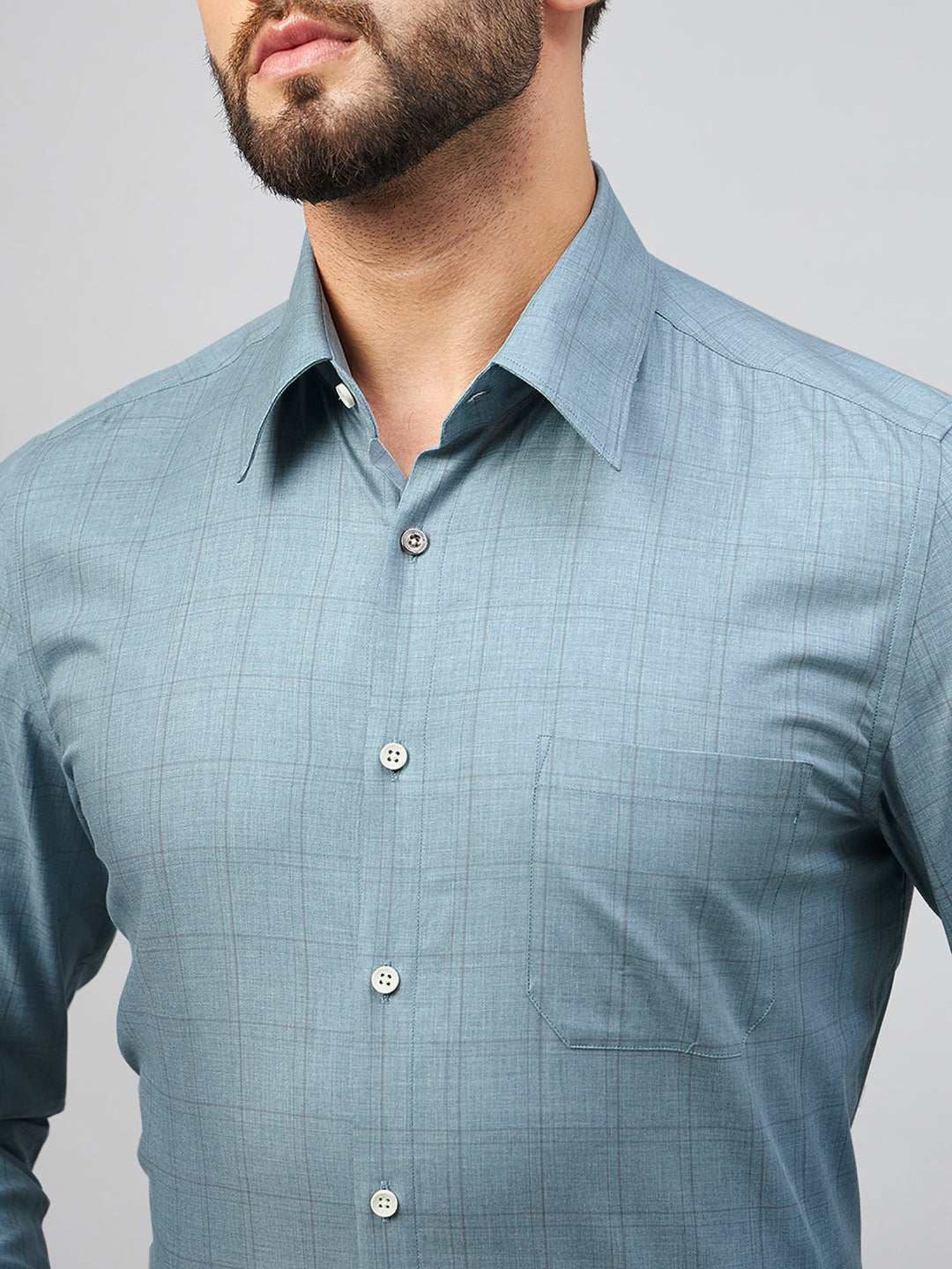 Louis Stitch Green Cotton Regular Fit Checks Shirt