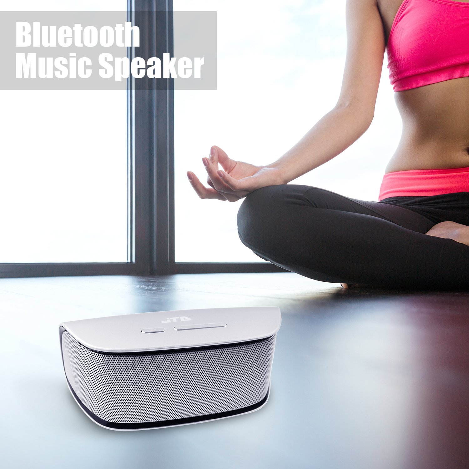 JTD Wireless Stereo Music Speaker Bluetooth Wireless Speaker, High Definition Audio, 10W Two Acoustic Drivers, Rechargeable Battery (Silver)