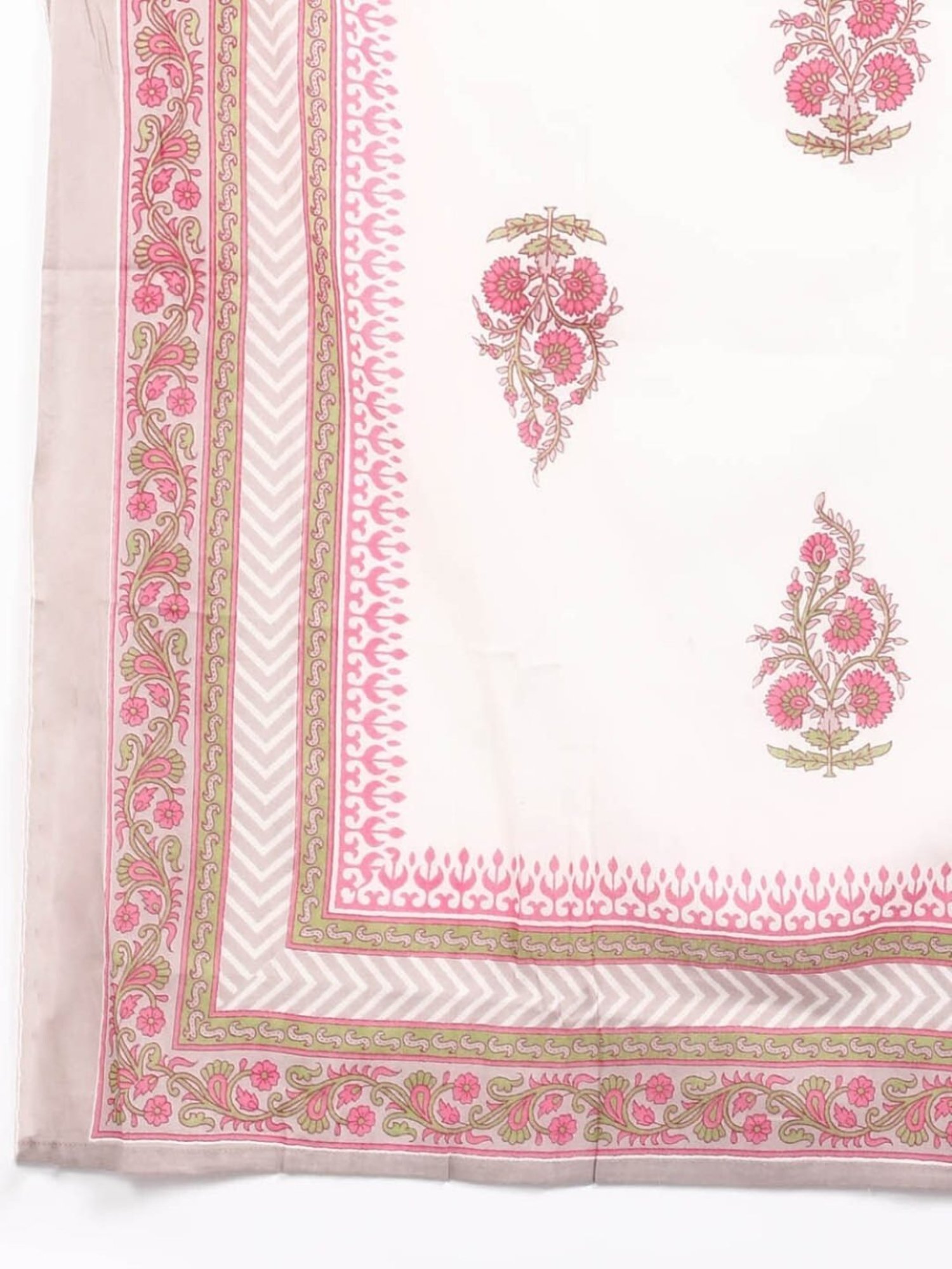 Vaamsi Grey & Pink Floral Print Kurta Pant Set With Dupatta