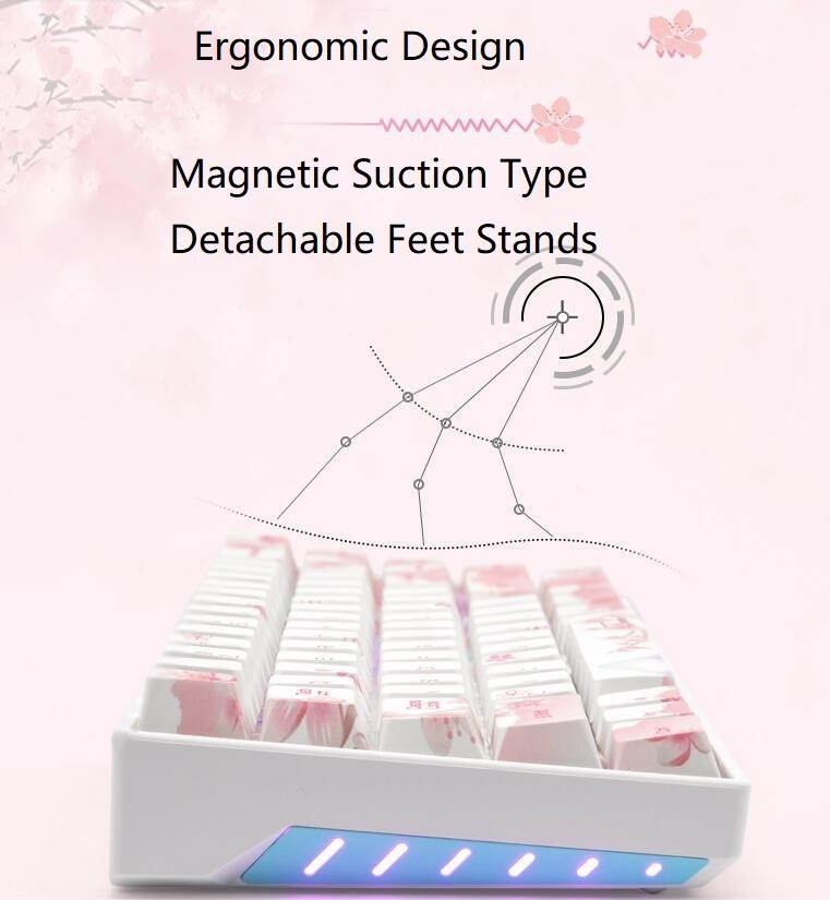 RK71 Mechanical Keyboard RGB Backlit 71 Keys Small Compact Gaming Keyboard, PBT Keycaps Wired/Wireless Bluetooth Mini Keyboard for iOS Android Windows PC and MacOS, Blue Switch( Cherry Blossom)