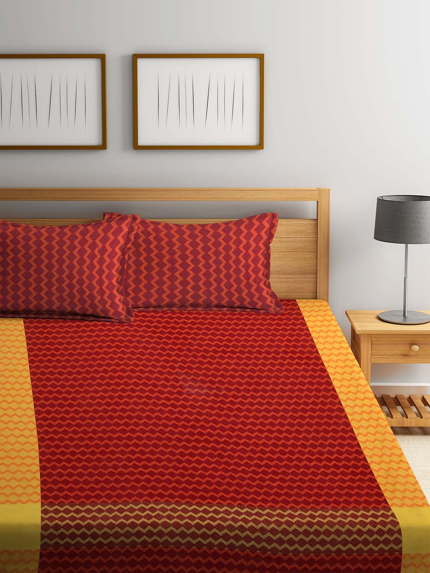 Klotthe Jacquard Collection Red 300 TC Bed Linen Set