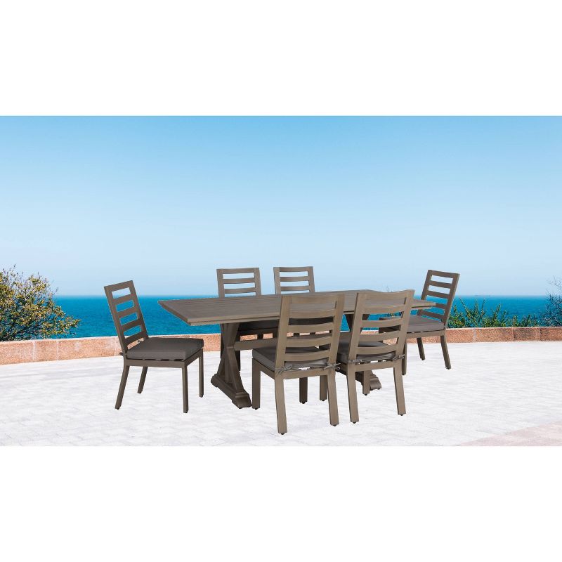 Aruba 7pc Patio Aluminum Frame Dining Set with Sunbrella Cushions - Gray - Teva Patio Furniture