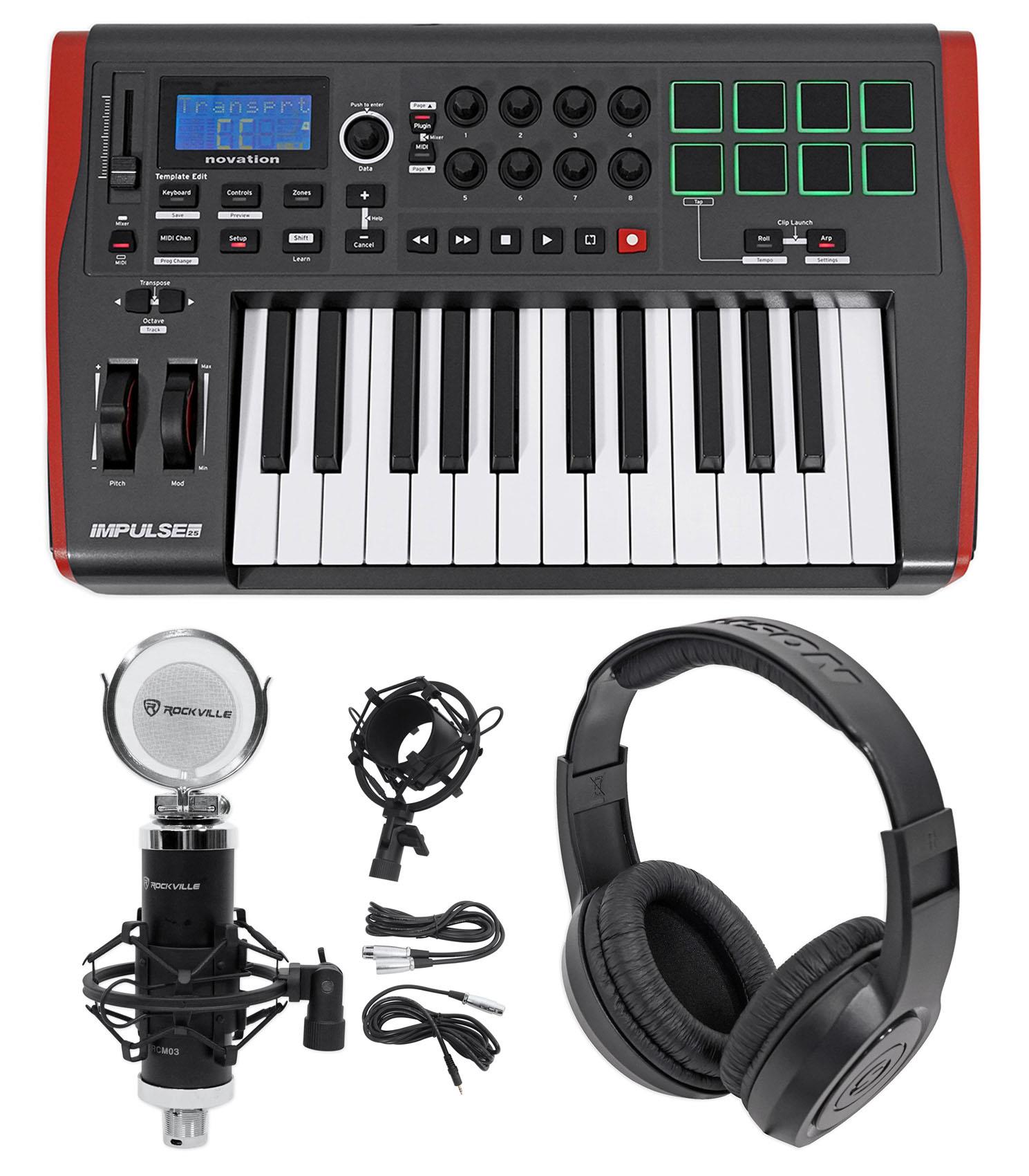 Novation IMPULSE 25 Ableton Live 25-Key USB Keyboard Controller+Mic+Headphones
