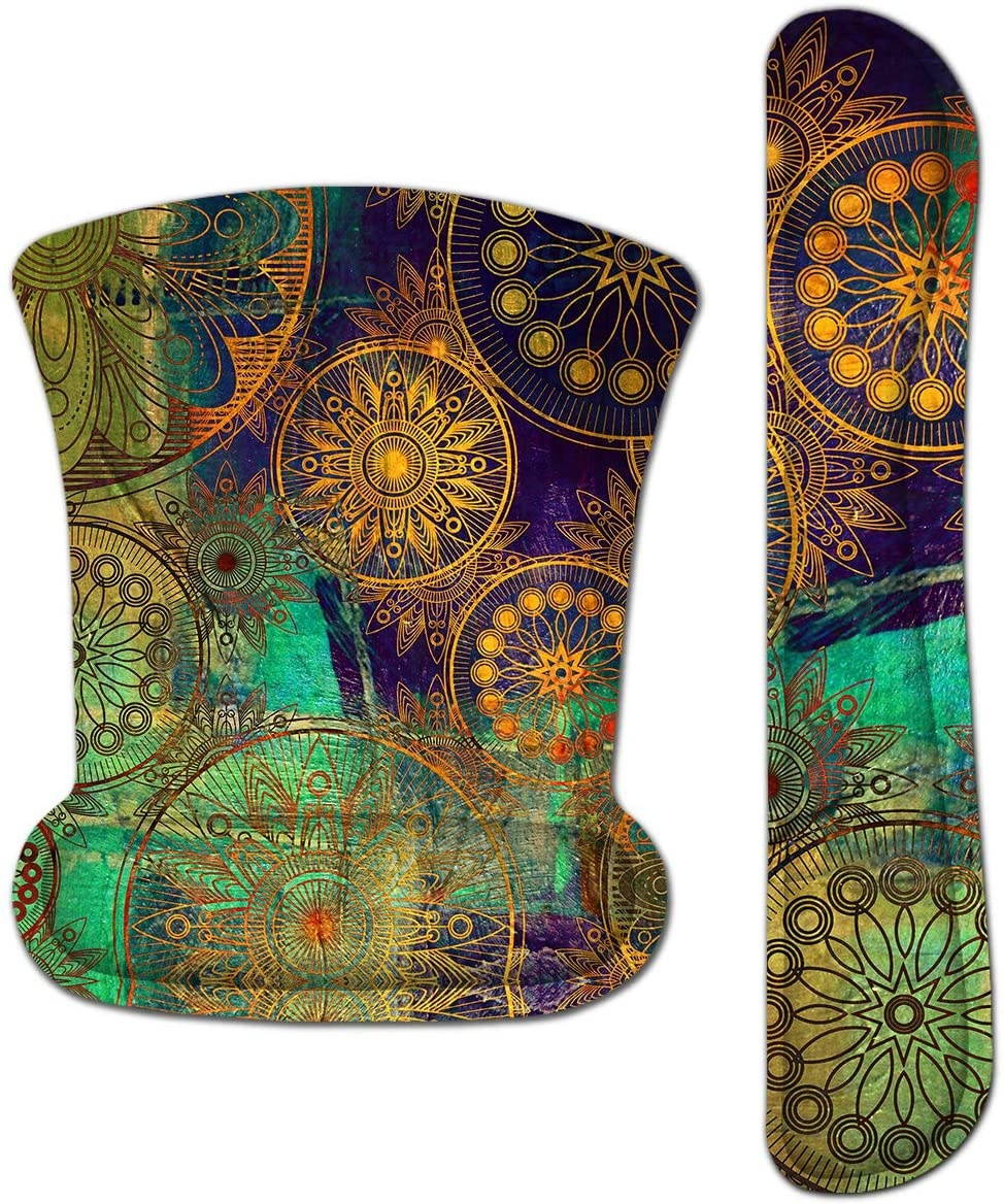 Keyboard Pad Wrist Rest Mouse Pad, ToLuLu Gel Ergonomic Mouse Pads Wrist Support for Computer Laptop Home Office, Mousepad Keyboard Wrist Support Memory Foam for Easy Typing Pain Relief, Mandala Arts