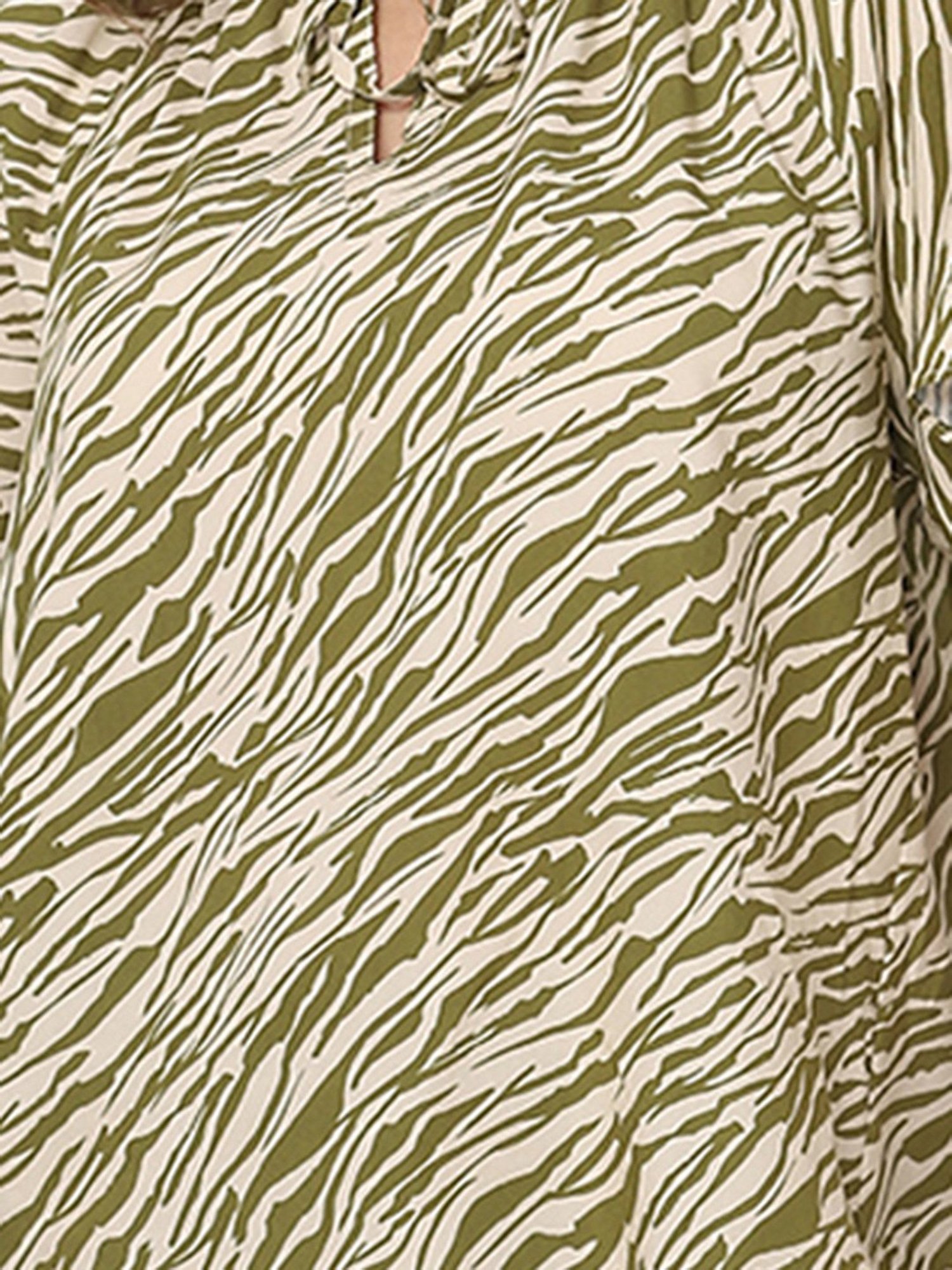 Vero Moda Green & White Printed Top