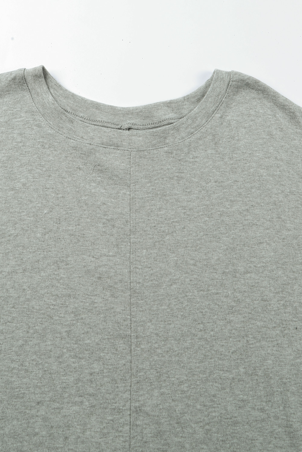 Grey Plain Solid Color Casual Seam Long Sleeve Top