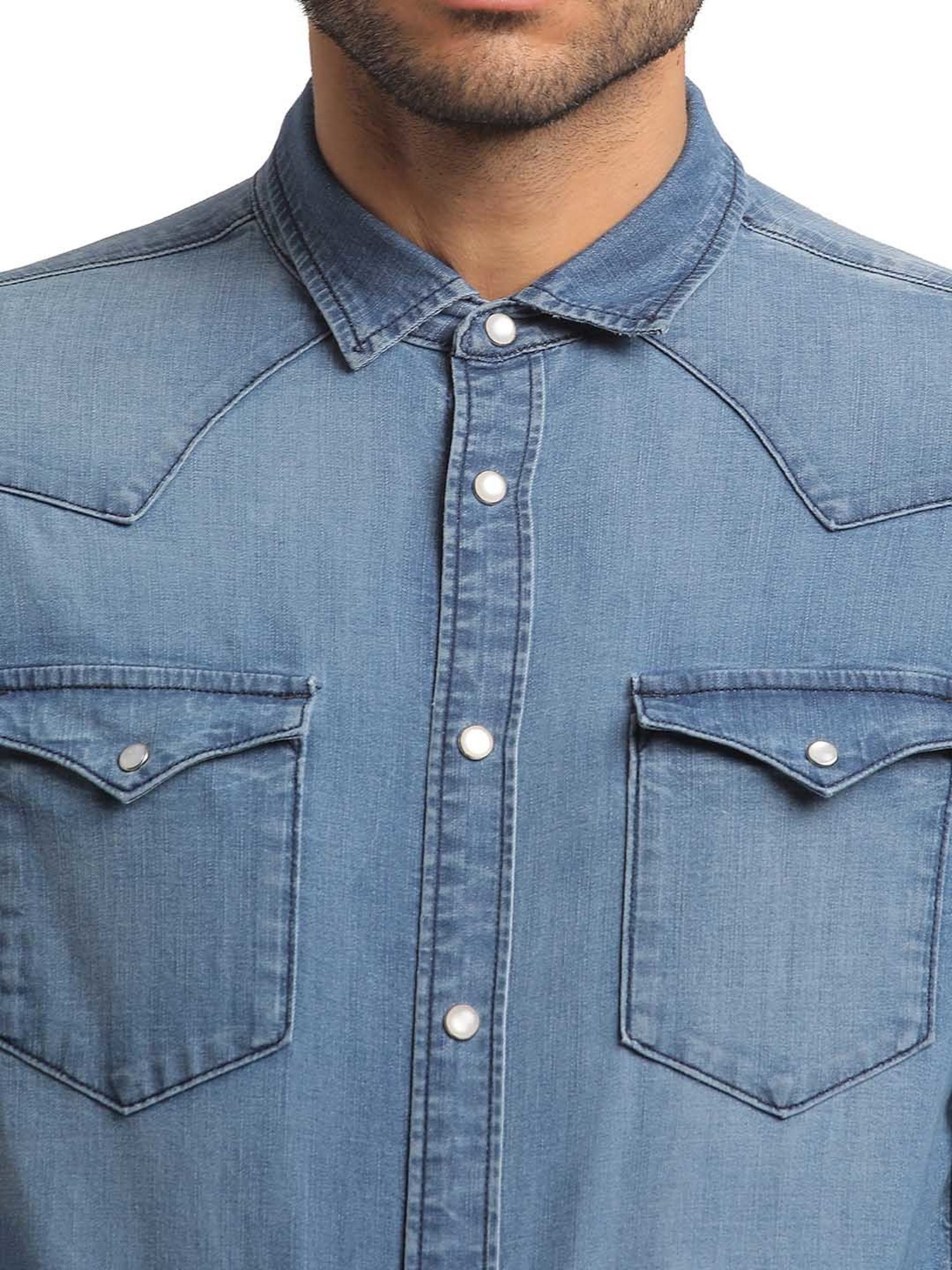 EVERBLUE Light Blue Regular Fit Shirt