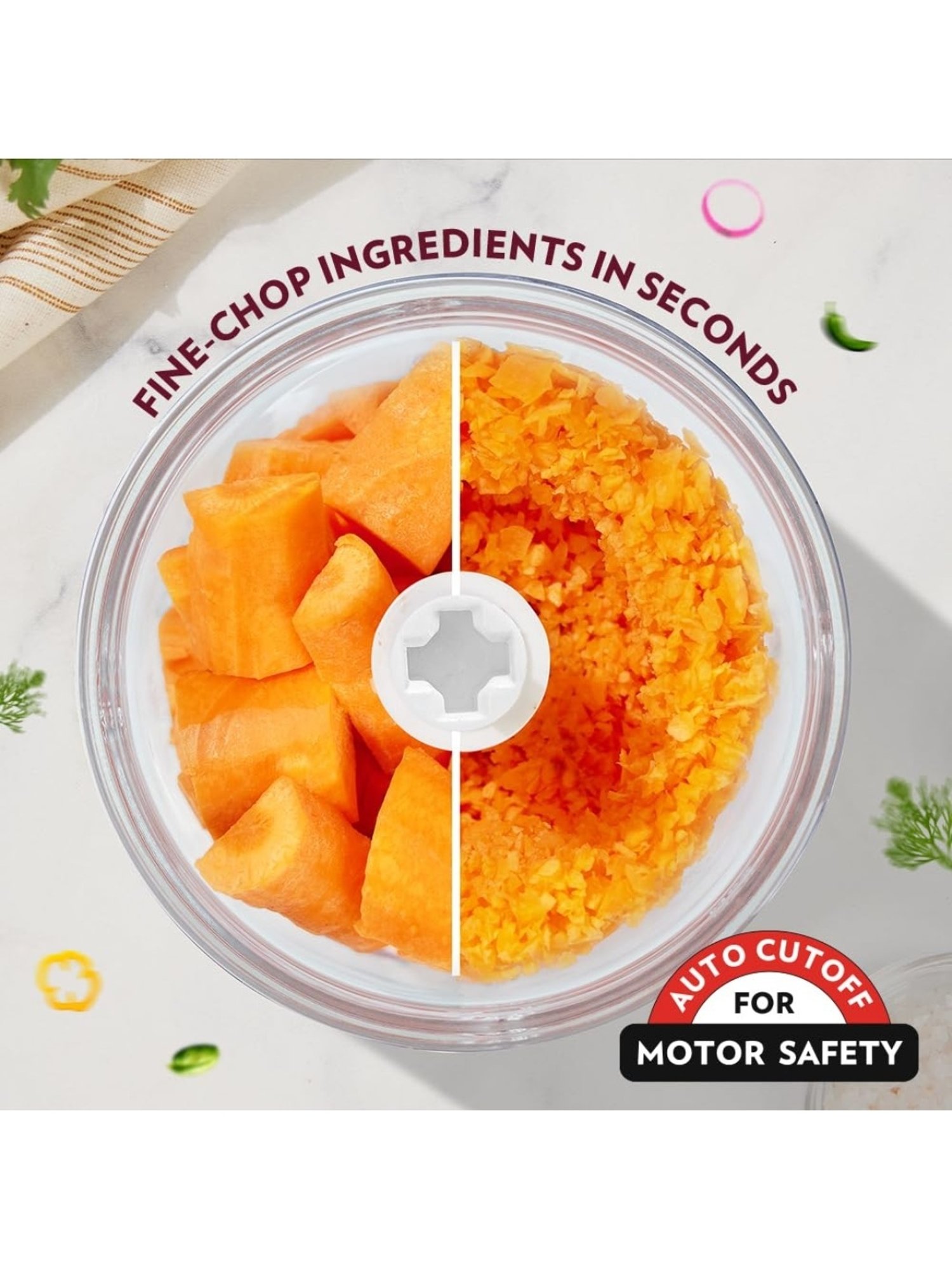 Borosil Chef Delite&iquest;Electric Chopper 260W with Whisking Blade (White)