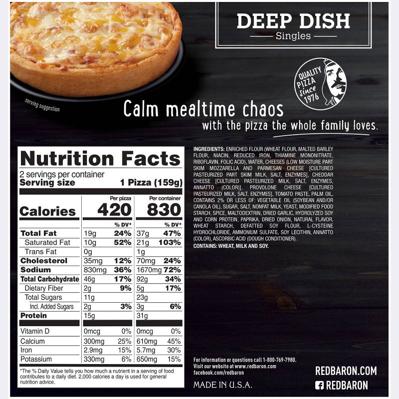 Red Baron Deep Dish Singles Four Cheese Frozen Pizza - 11.2oz
