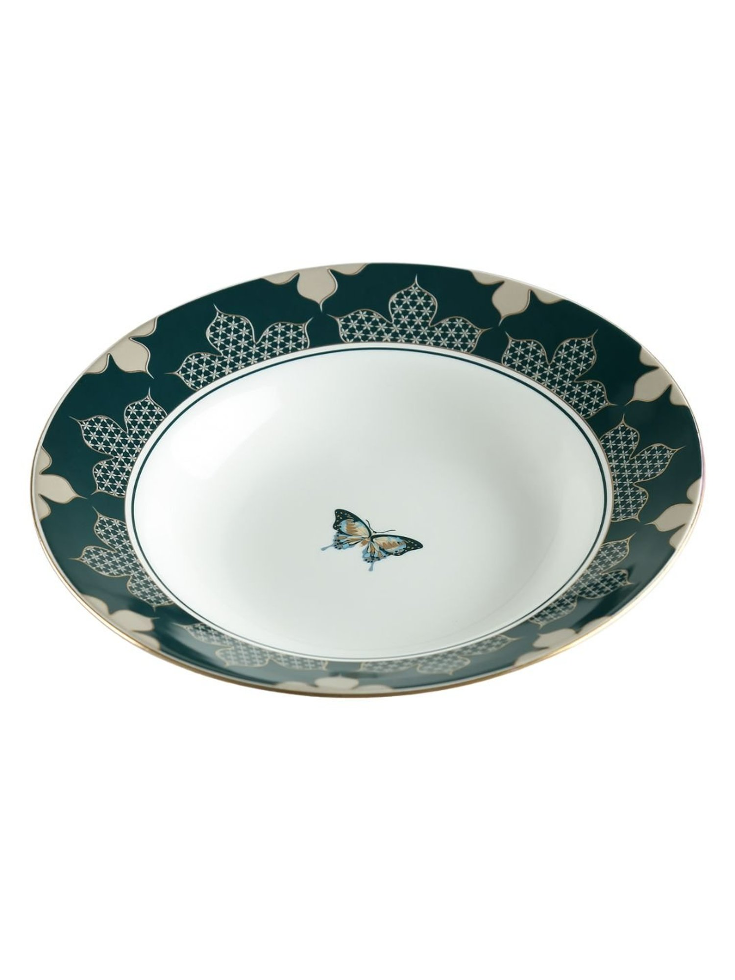 India Circus White Pasta Plate 2 Piece With Accented and 22 Carat Gold Each With Gift Premium Box