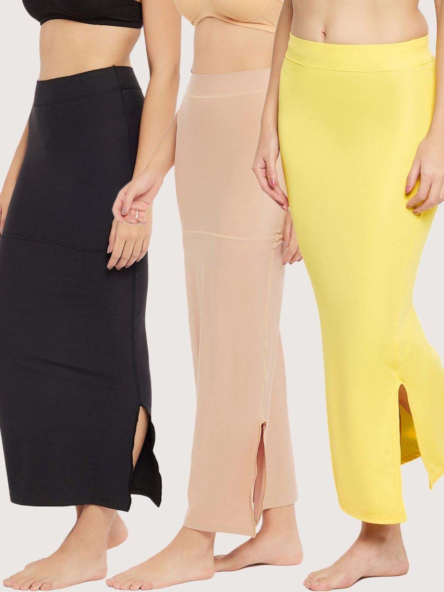 Secrets By ZeroKaata Assorted Plain Saree Shapewear - Pack Of 3