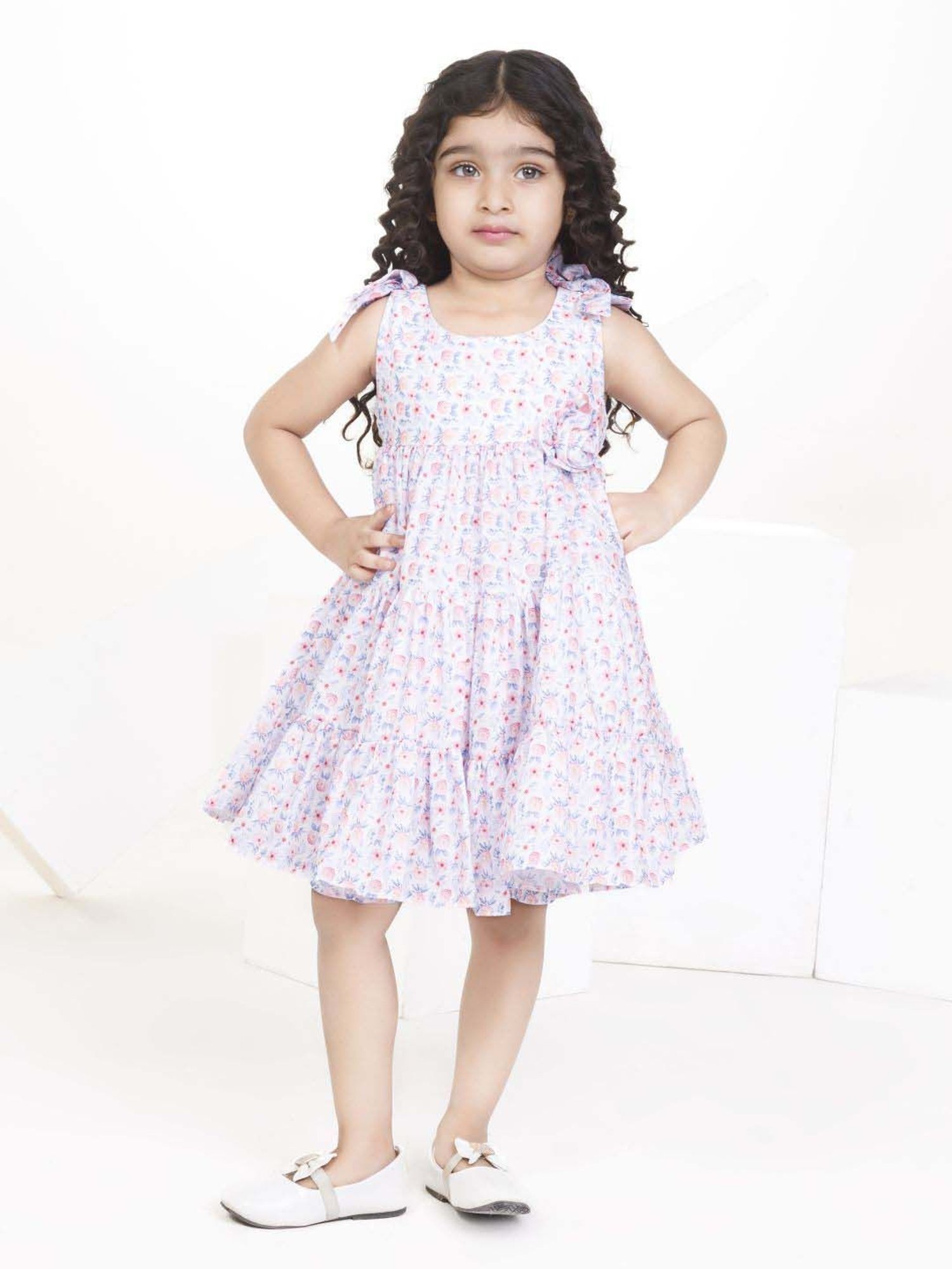 Peppermint Girls White Floral Dress