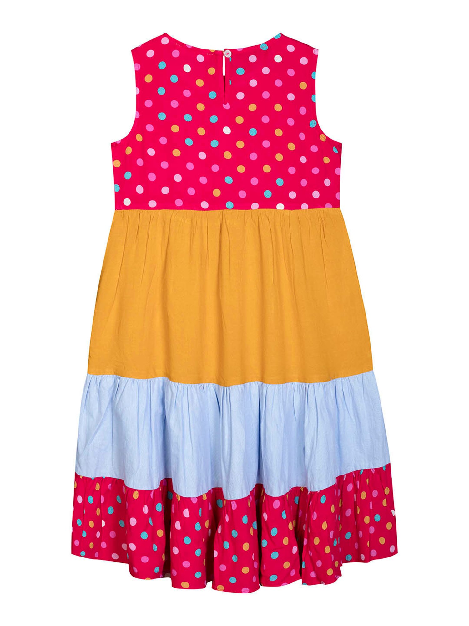 Budding Bees Kids Red & Yellow Color Block Dress