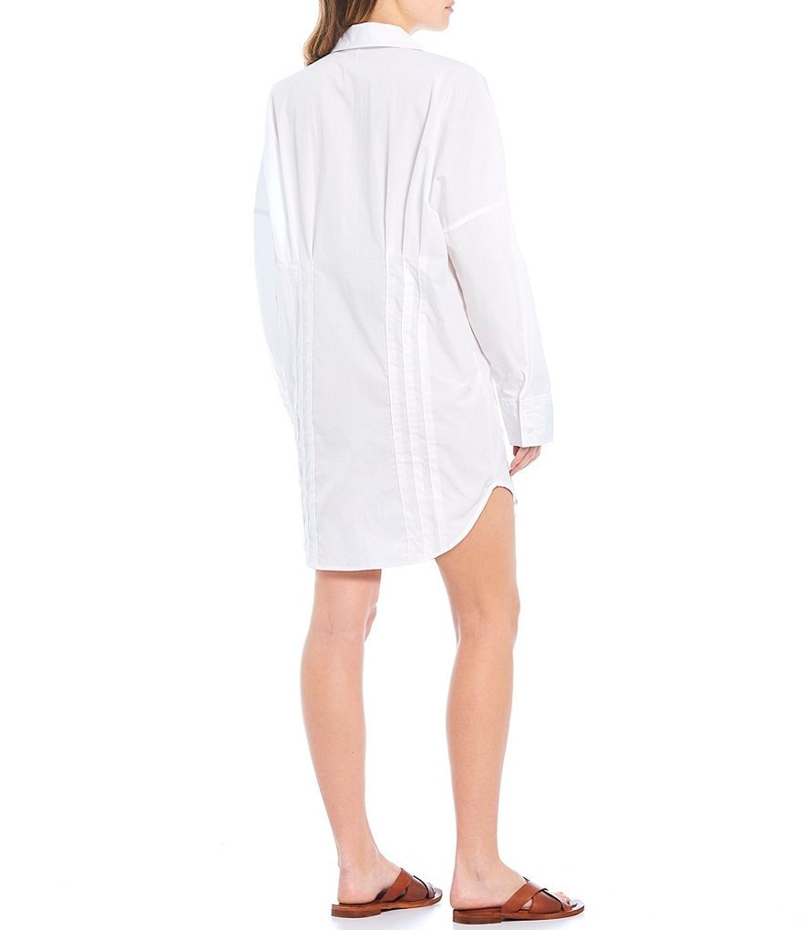 Free People Taia Button Up Fitted Mini Shirt Dress