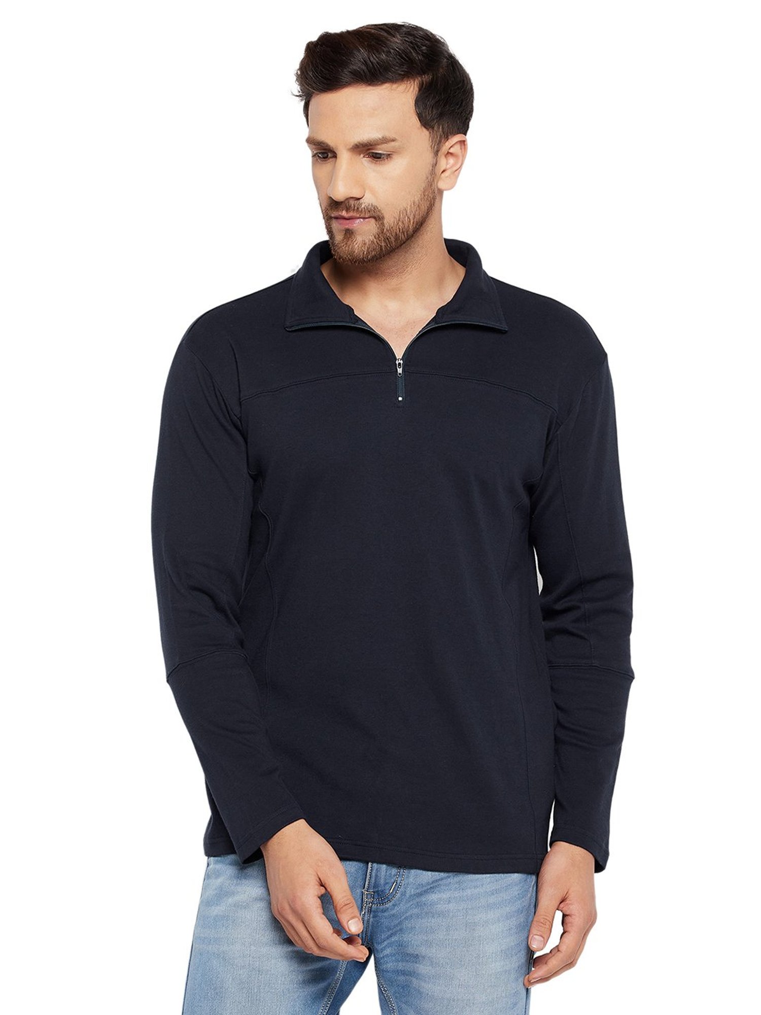 Hypernation Navy Relaxed Fit Cotton Polo T-Shirt