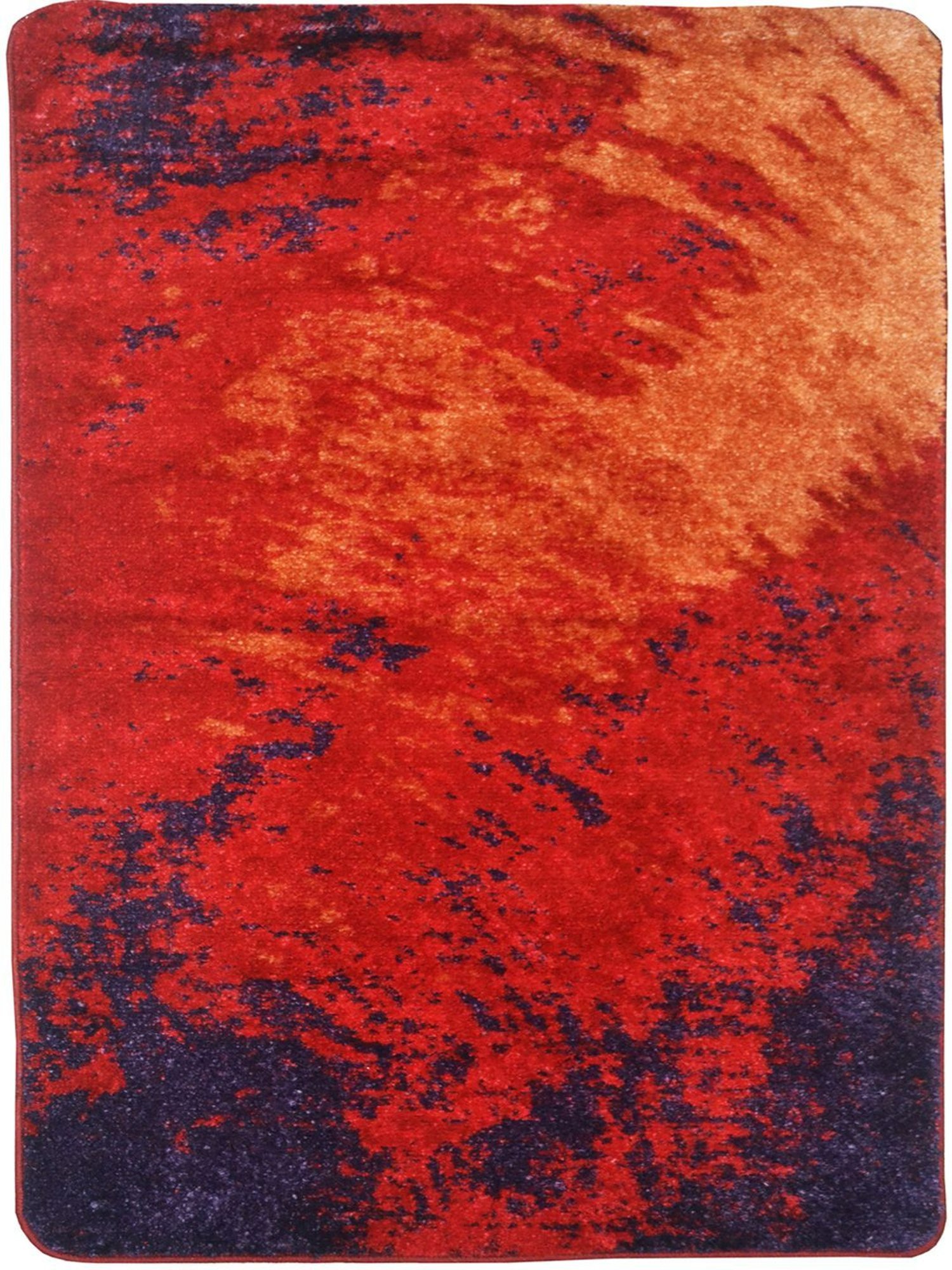 Bianca Red & Beige Microfibre Non-Slip Rug