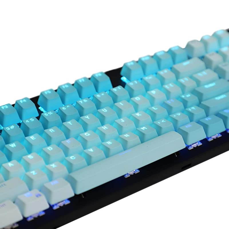 Double Shot 104 Dyed PBT Shine Through Keyset OEM Profile Keycap Set for Cherry MX Switches Mechanical Keyboard 104 87 61,Blue Gradient (Only Keycap)