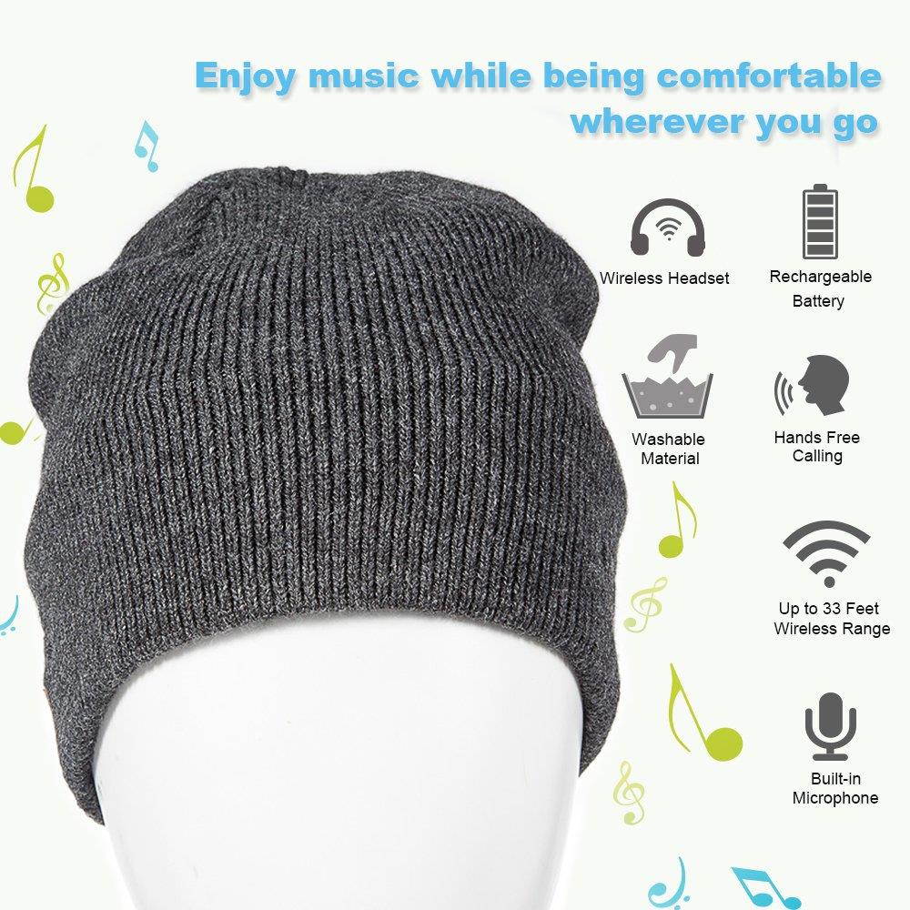 Enjoybot Bluetooth Beanie Wireless Knit Winter Hats Cap with Built-in Stereo Speakers and Microphone for Outdoor Sports