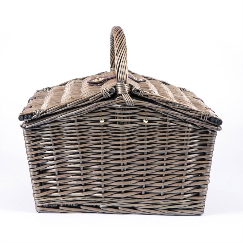 Picnic at Ascot Insulated Picnic Basket/Cooler Fully Equipped with Service for 2 - Trellis Green