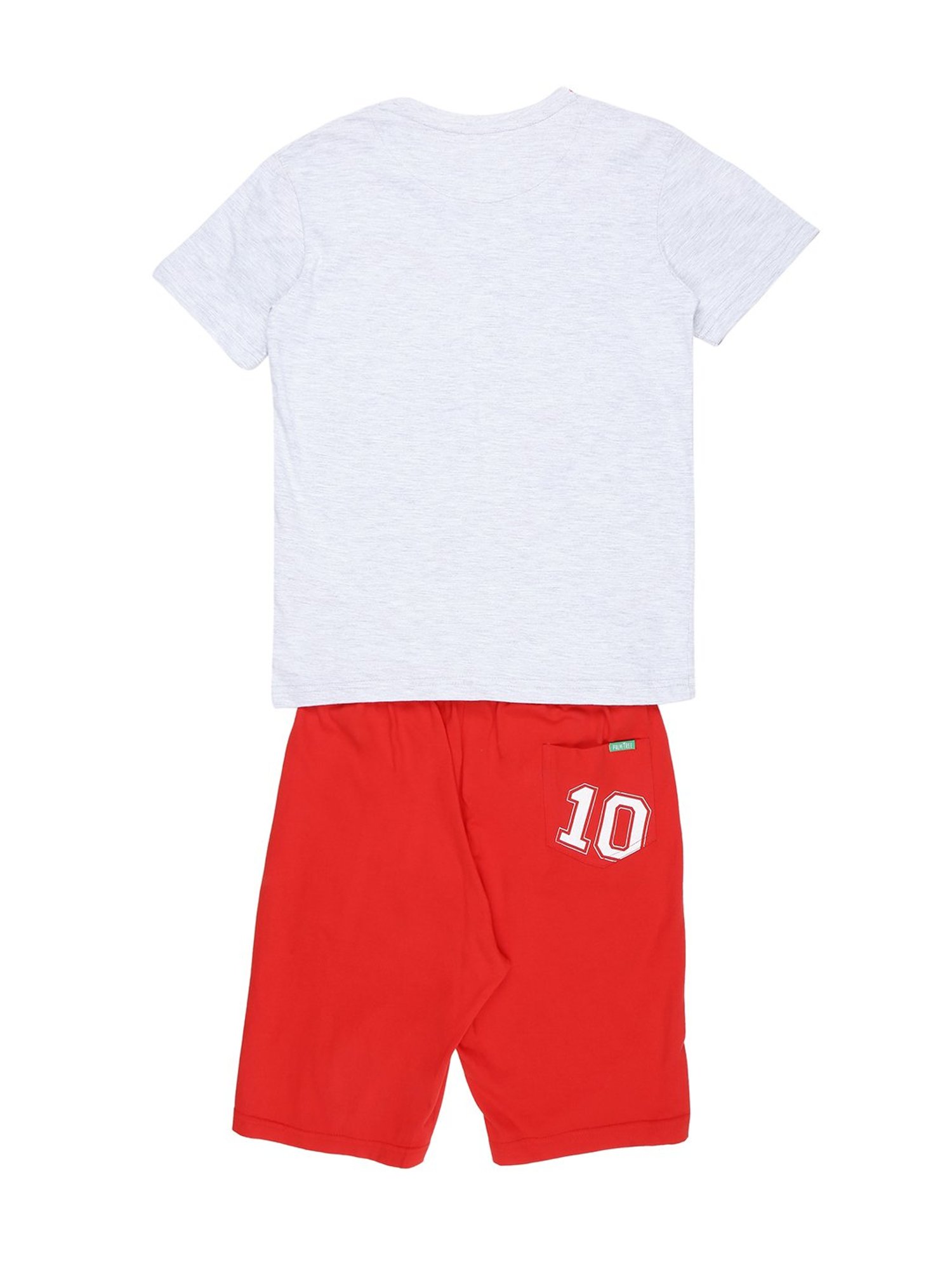 Gini & Jony Kids White & Red Printed T-Shirt With Bermuda
