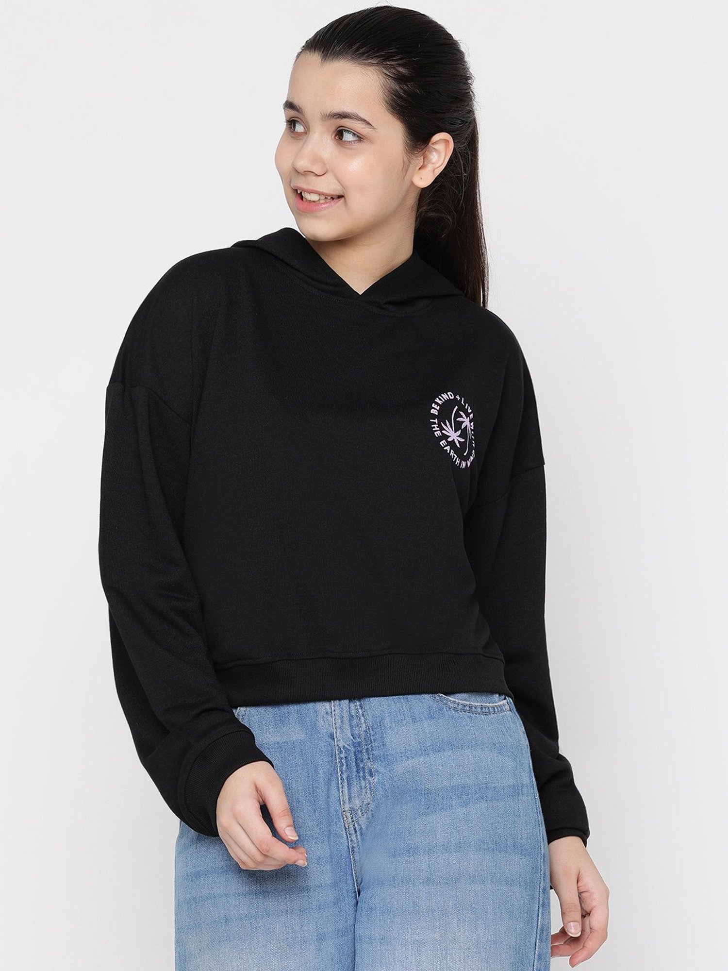 Lil Tomatoes Kids Black Solid Full Sleeves Sweatshirt