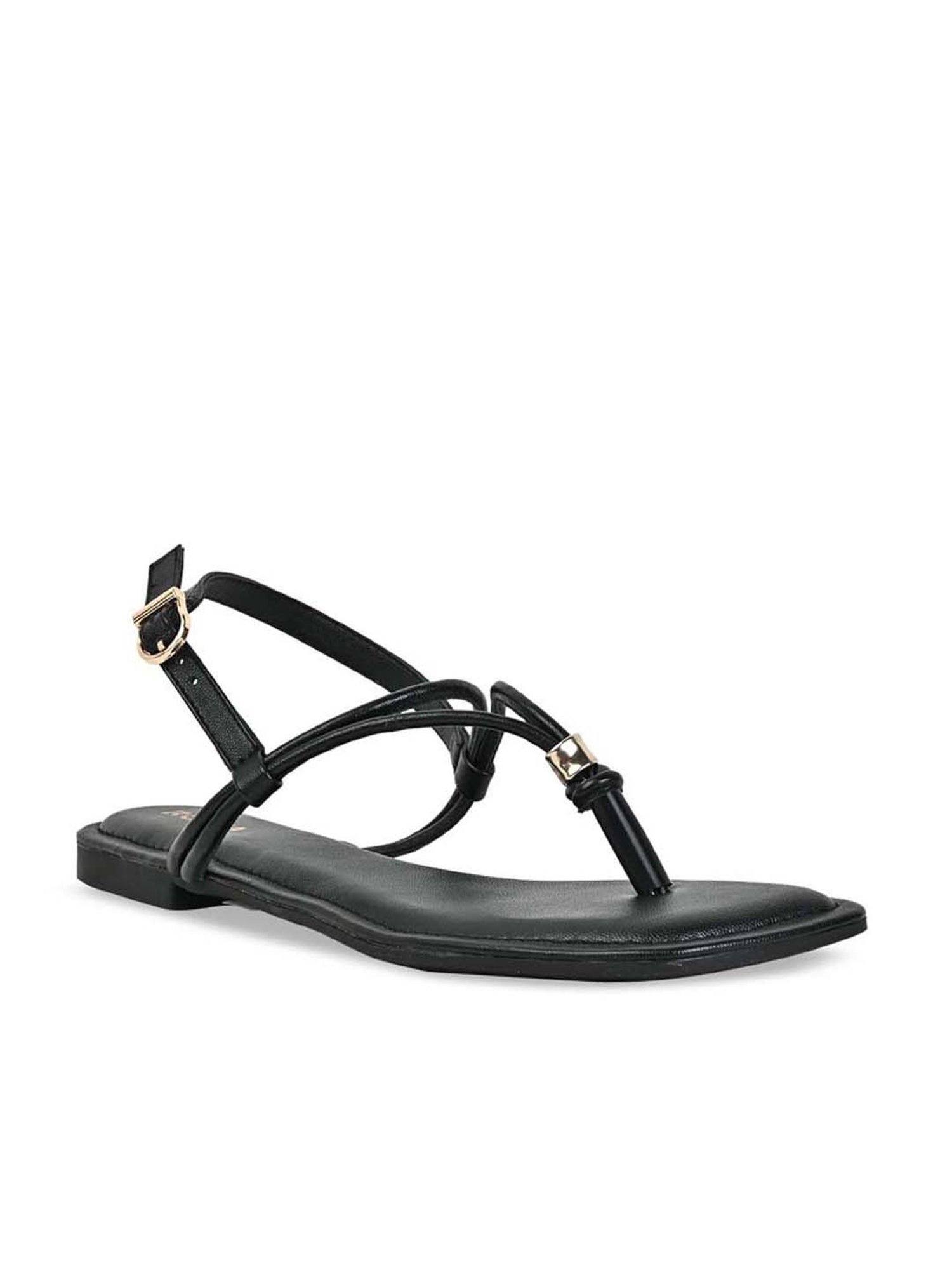 Rocia by Regal Women's Black Back Strap Sandals