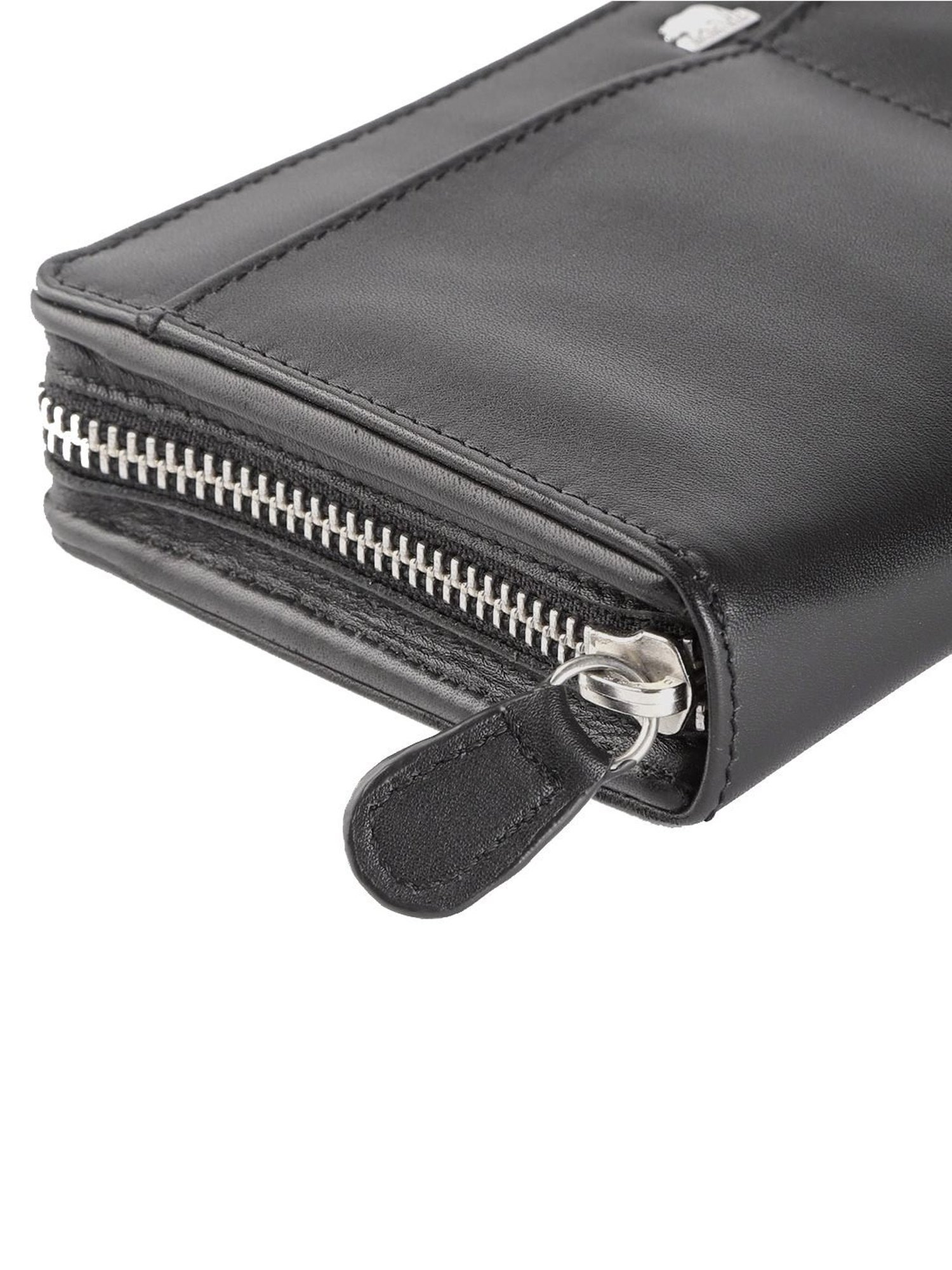 Brown Bear Black Casual Leather Rfid Zip Around Wallet for Women