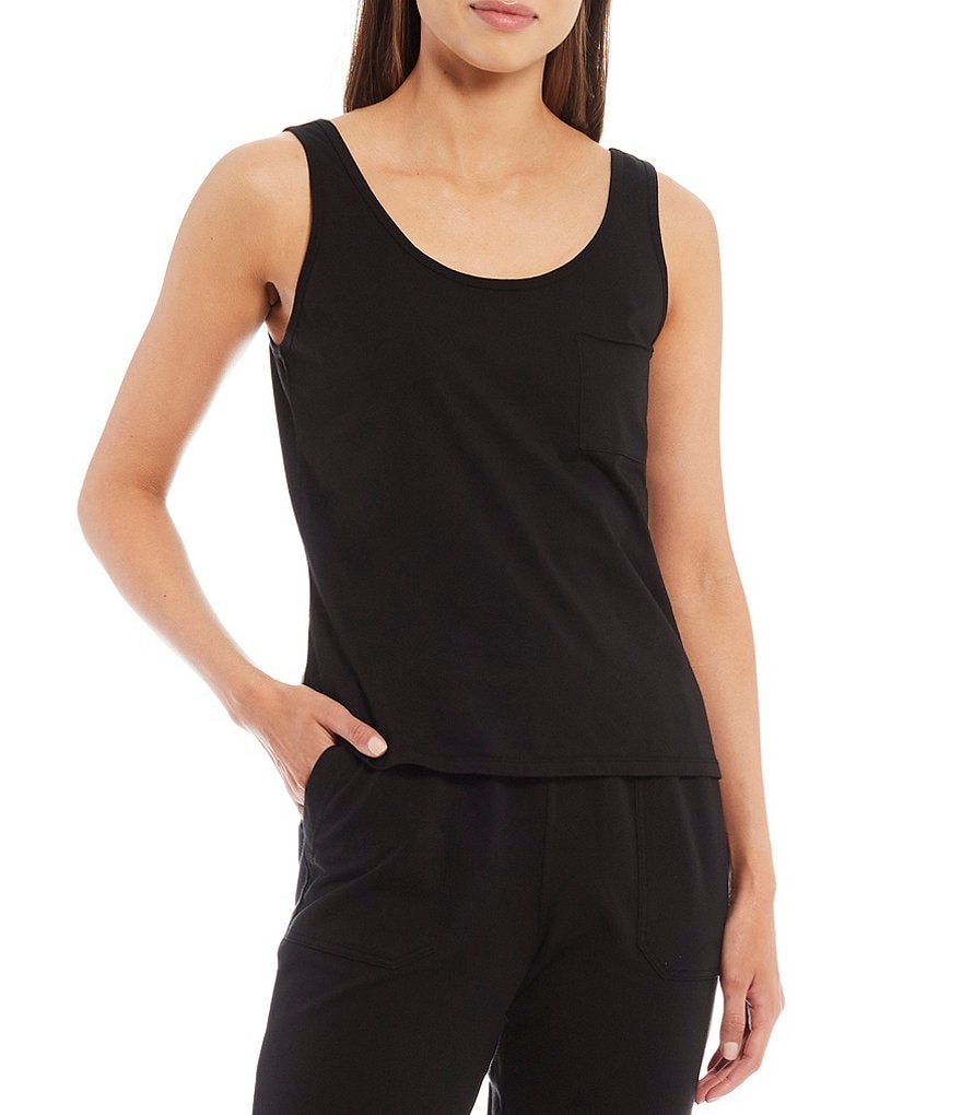 A Loves A Athleisure Scoop Neck Sleeveless One Pocket Knit Tank Top
