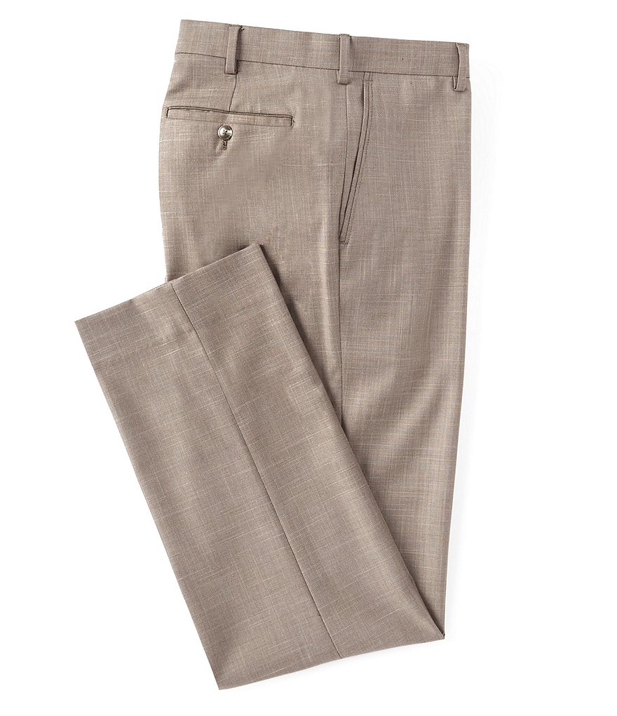 Roundtree & Yorke TravelSmart Ultimate Comfort Easy Care Sharkskin Flat-Front Dress Pants