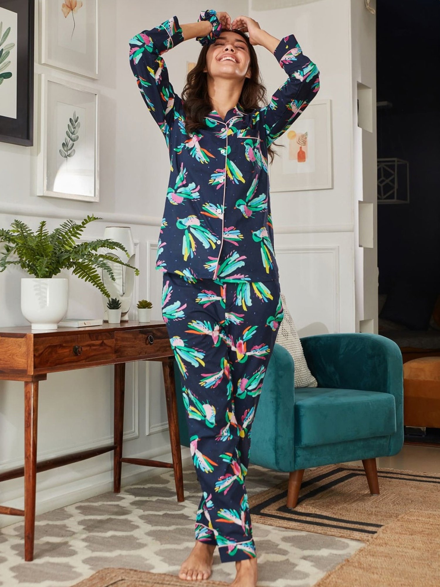 Dusk Attire Blue Blue Jay Pyjama Set