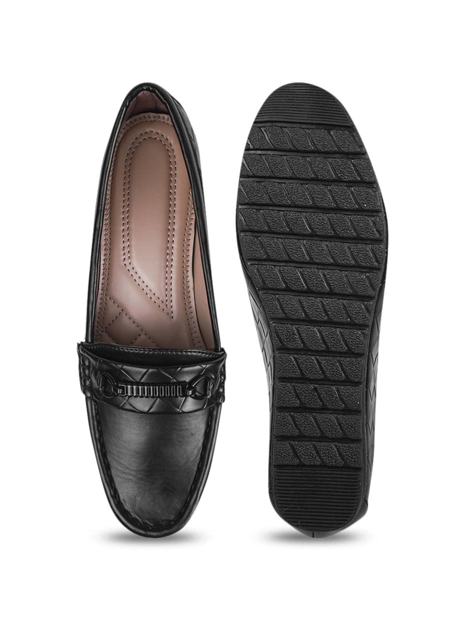 The White Pole Women's Black Casual Loafers