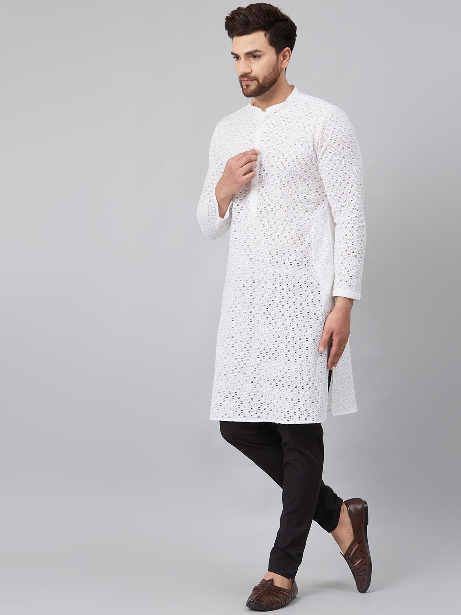 Ramraj ALAMEEN White Cotton Solid Dhotis