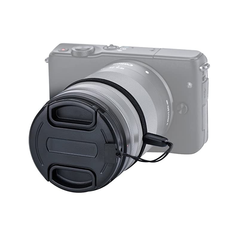 49mm Center Snap-on Lens Cap  Camera Front Lens Cover for Canon Nikon Fujifilm Sony Olympus Panasonic any Lens with 49mm Filter Thread Springs Replaces Original Cap with Free Lens Cap Keeper -2pack