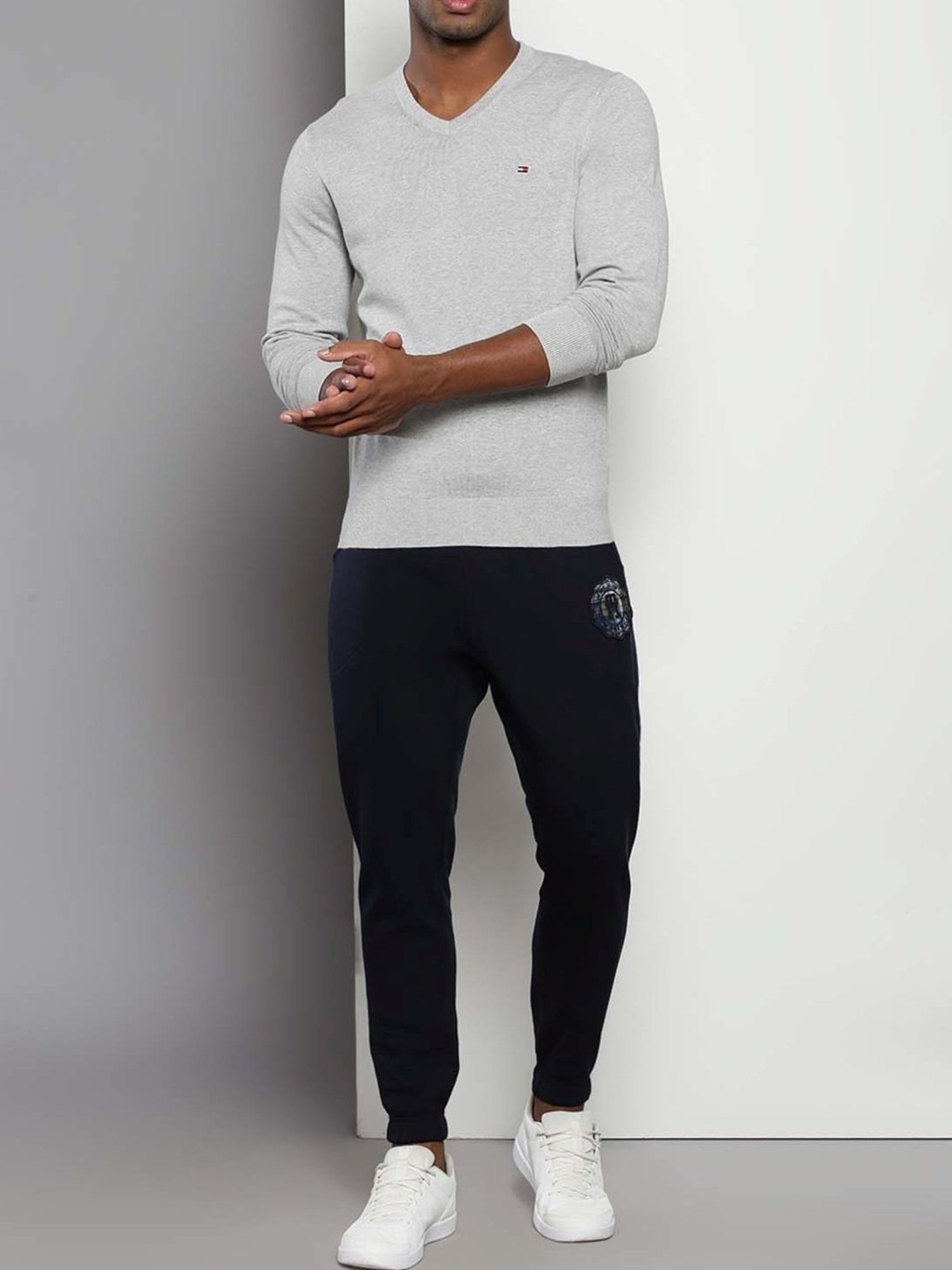 Tommy Hilfiger Light Grey Heather Cotton Regular Fit Sweater