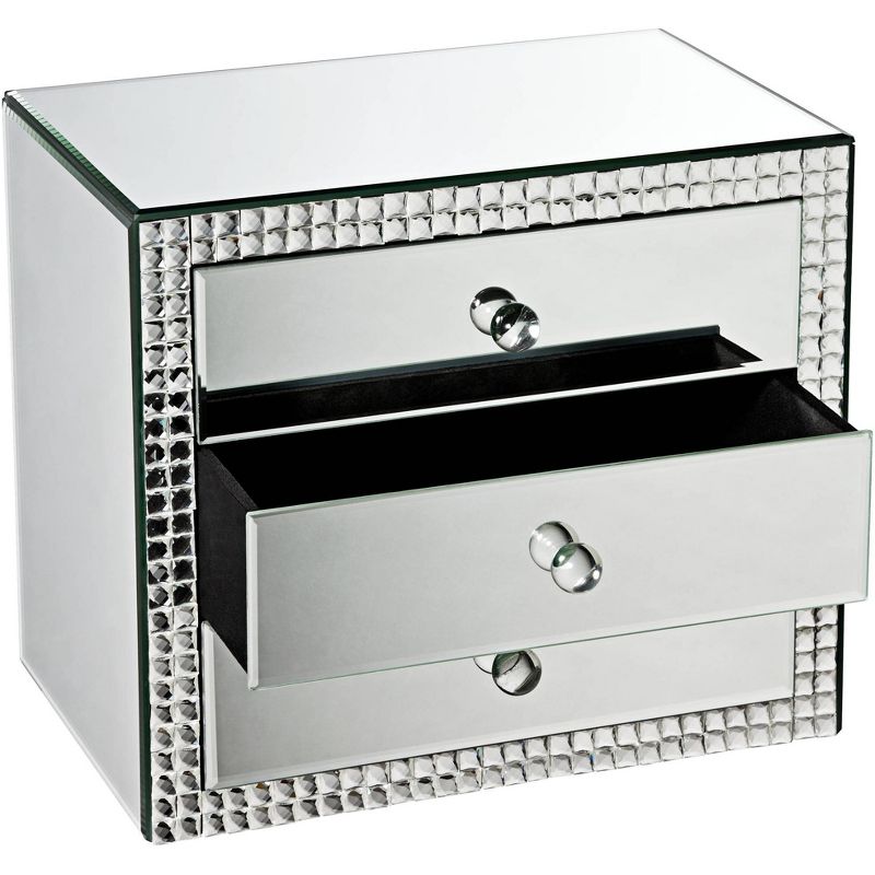 Dahlia Studios Lorain 3-Drawer 12" Wide Mirrored Jewelry Box