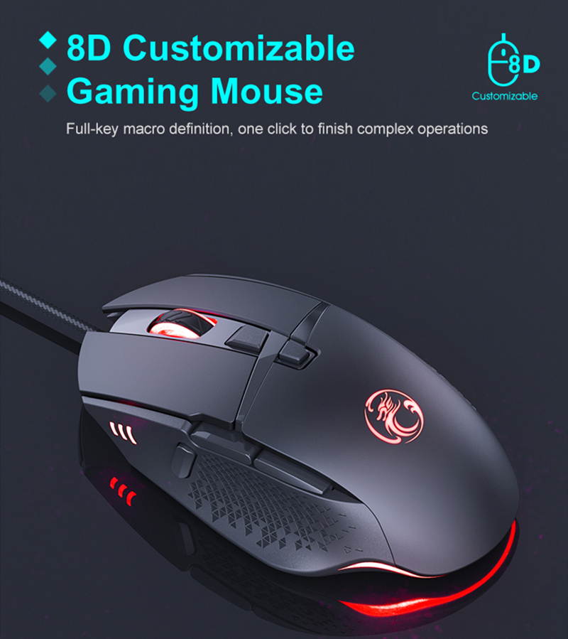 Fire Button Design USB Wired Gaming Mice 8 Buttons Mouse Computer Gamer 7200 DPI Optical Mice for Laptop PC Game Mouse