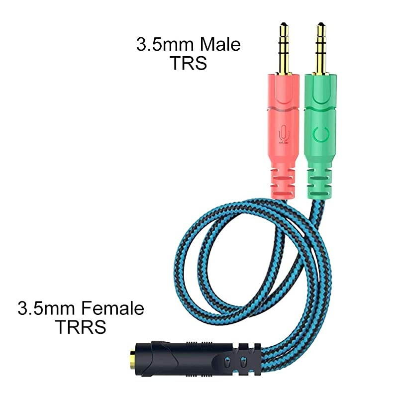 Splitter Cable for PC 35mm Jack Headphones Adapter Convertors for PC 35mm Female with HeadphoneMicrophone Transform to 2 Dual 35mm Male for Computer Simultaneously Y Splitter Audio