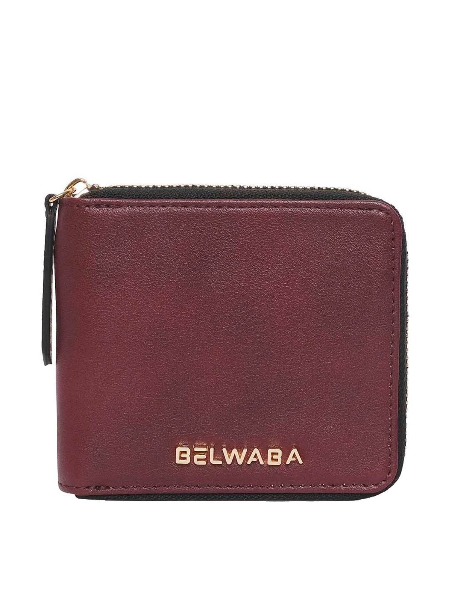 BELWABA Maroon Solid Zip Around Wallet for Women