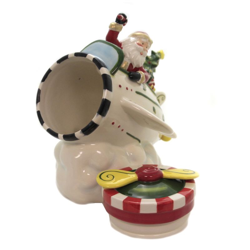 Tabletop 9.75" Santa Flying Airplane Cookie Jar Christmas Cosmos Gifts Corp.  -  Food Storage Containers