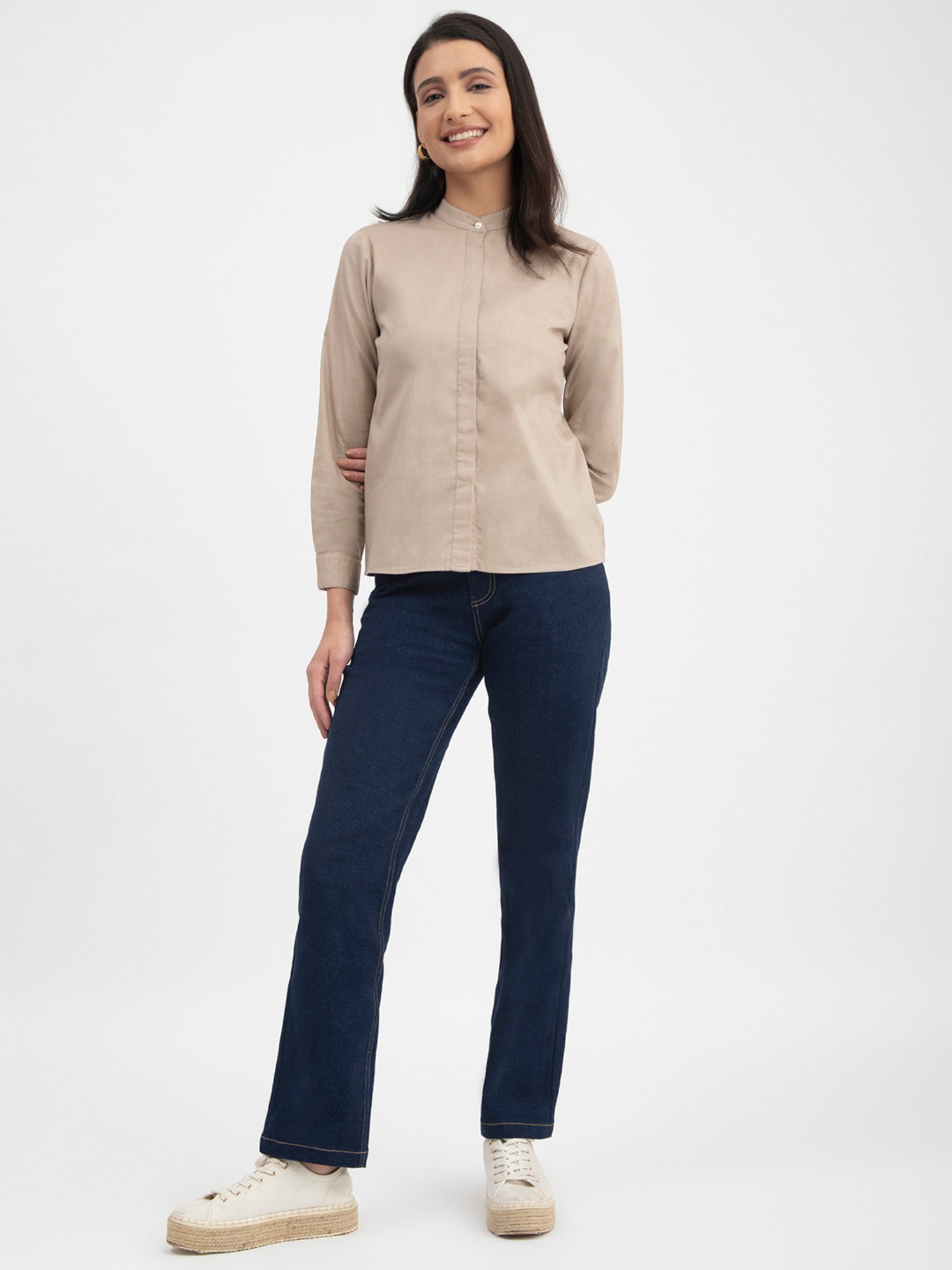 Fablestreet Beige Formal Shirt
