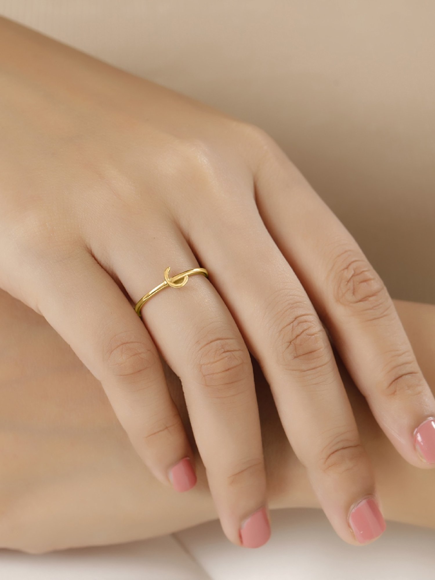 Mia by Tanishq Letter C 14k Yellow Gold Initial Ring