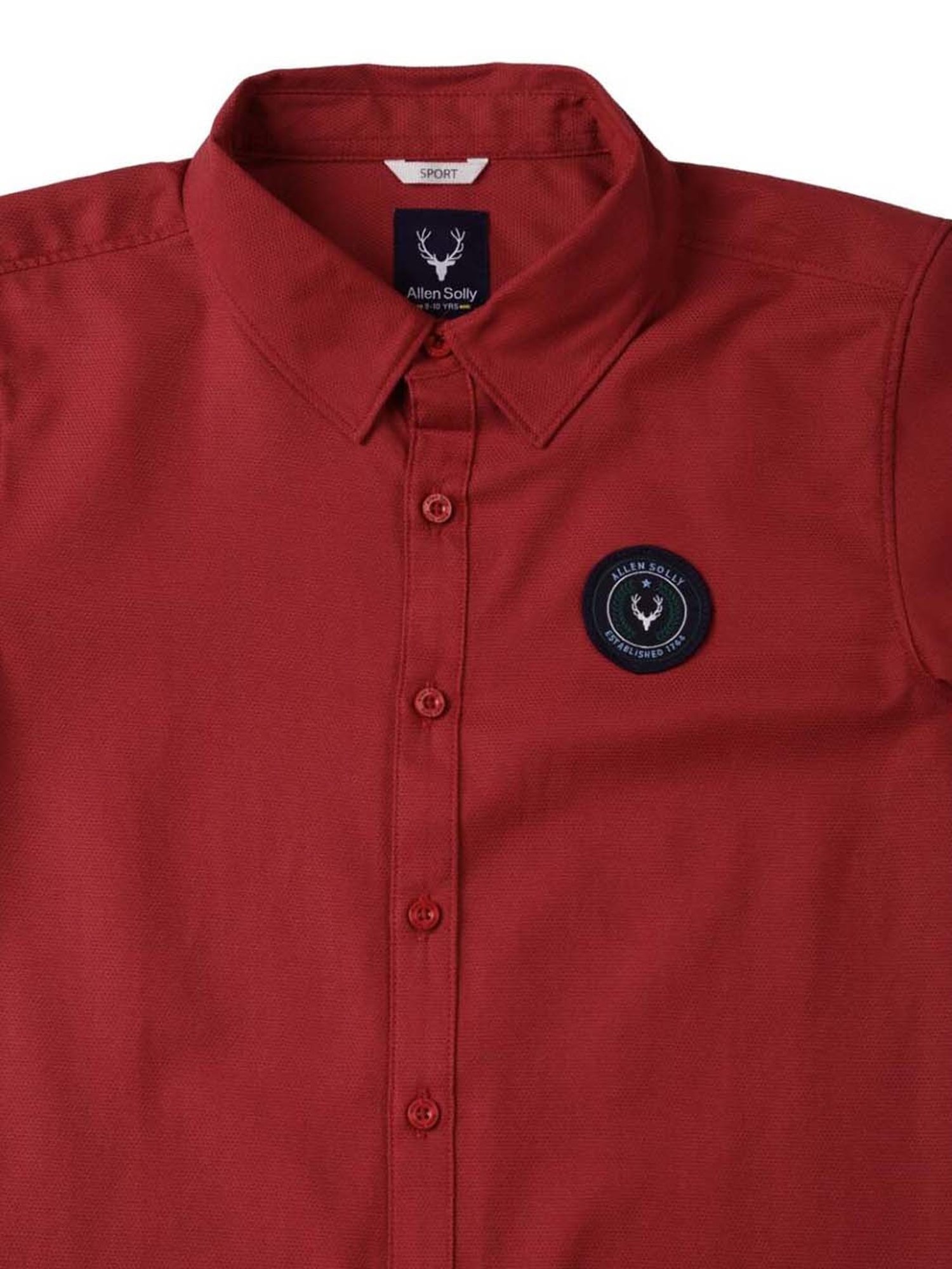 Allen Solly Junior Maroon Logo Full Sleeves Shirt