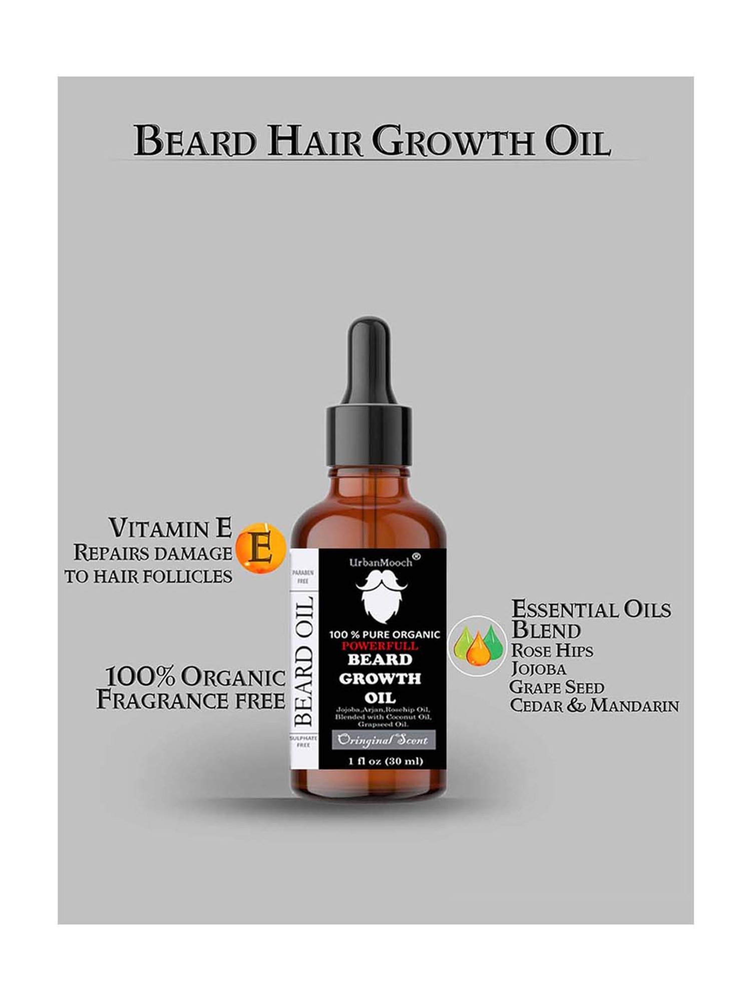 UrbanMooch Powerfull Beard Growth Oil Pack of 2 - 60 ml
